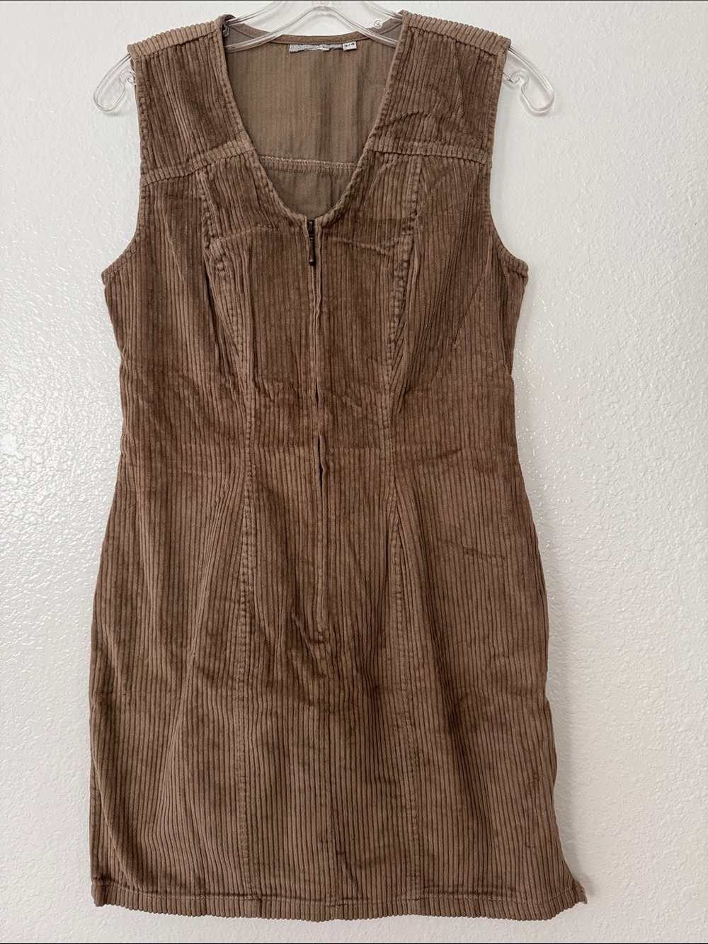 2/$10 Sleeveless Brown denim Corduroy Zip-Front Mini Dress